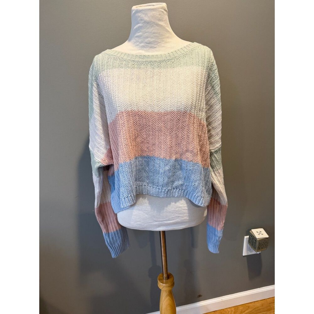 Large Hollister pink & green sweater